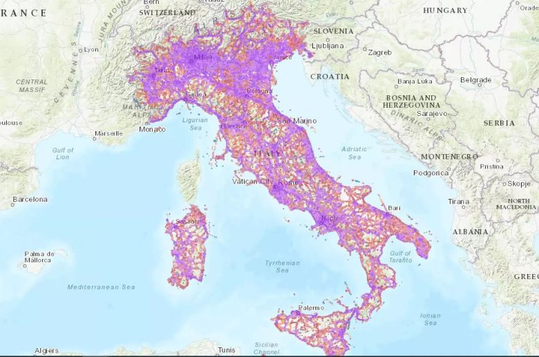 イタリアのカバレッジマップ